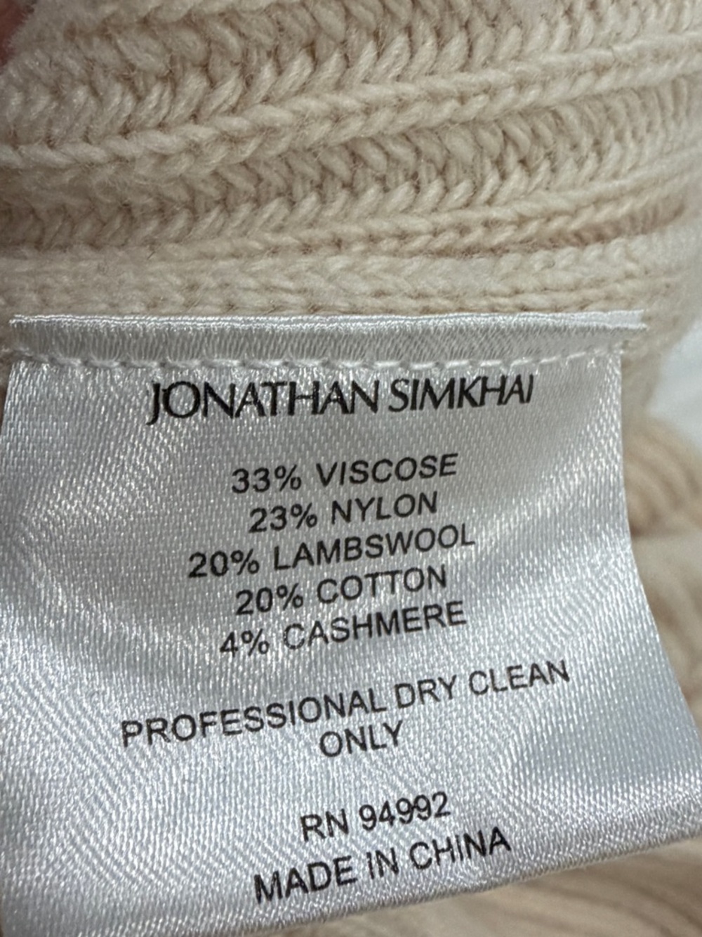 Jonathan Simkhai | Neutral Selma Long Cardigan in Ribbed Knit wool, cotton blend - Picture 10 of 11